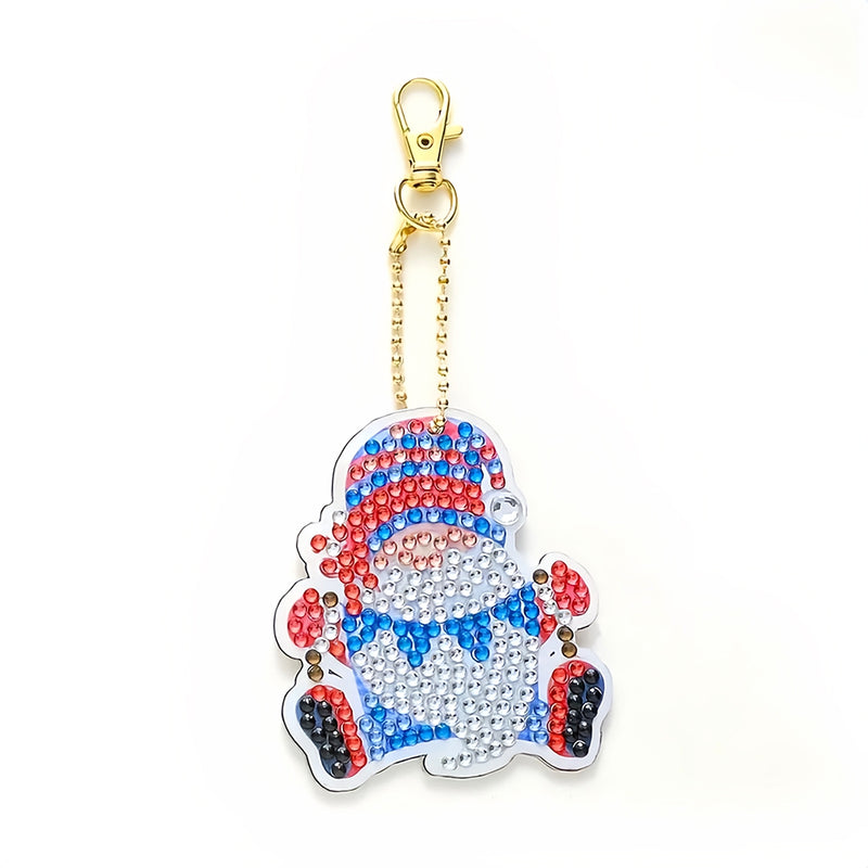 4Pcs Christmas Dwarf Acrylic Double Side Keychain Diamond Painting