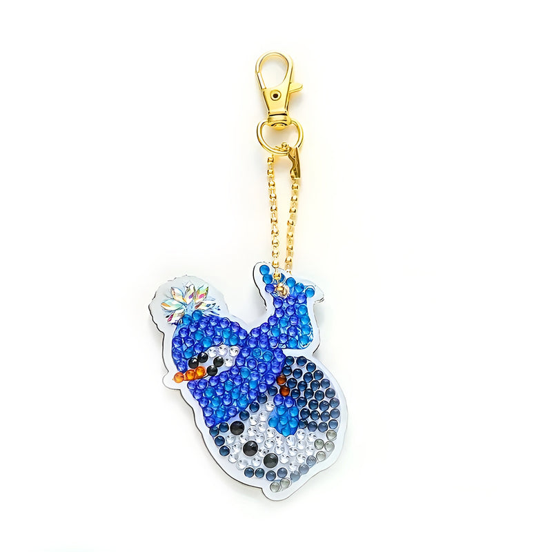 5Pcs Christmas Penguin and Snowman Acrylic Double Side Keychain Diamond Painting