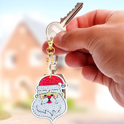 5Pcs Christmas Gifts Acrylic Double Side Keychain Diamond Painting