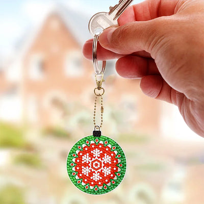 6Pcs Christmas Balls Acrylic Double Side Keychain Diamond Painting