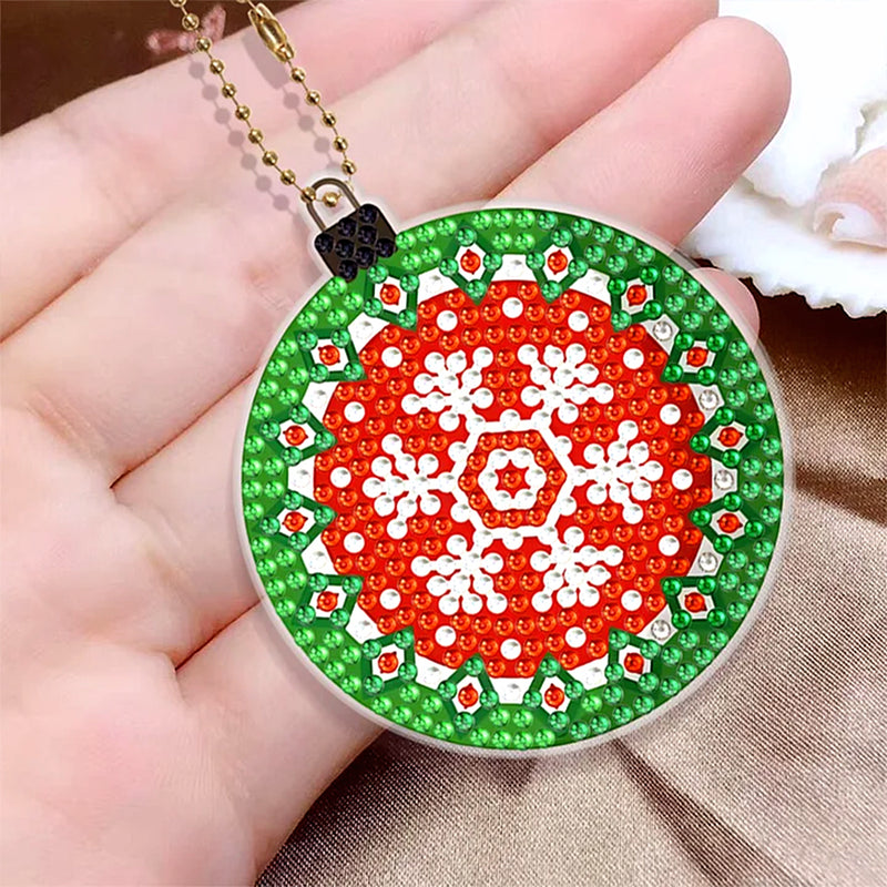 6Pcs Christmas Balls Acrylic Double Side Keychain Diamond Painting