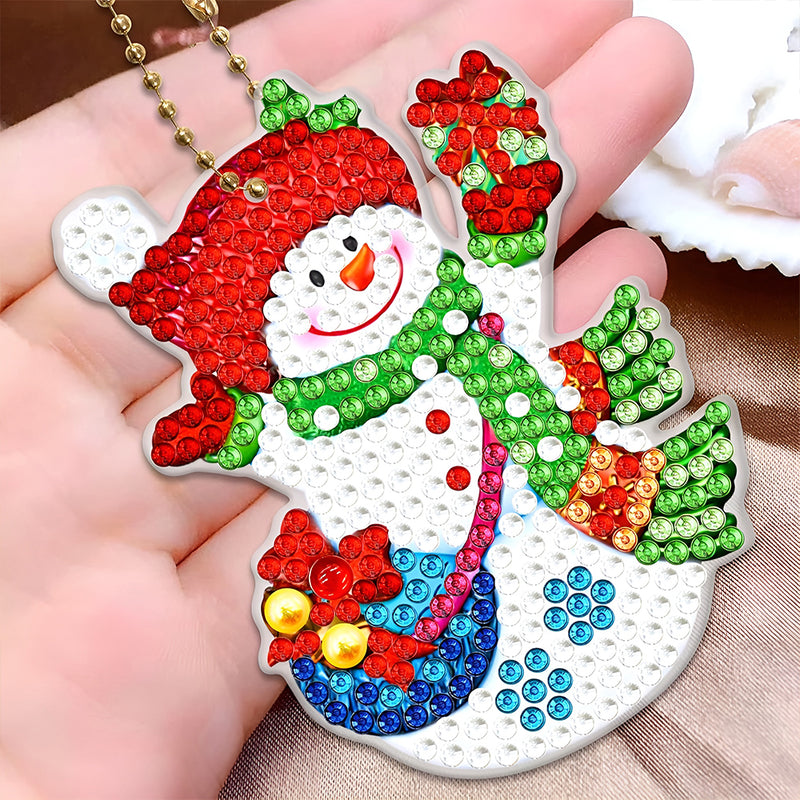 6Pcs A Relaxing Christmas Acrylic Double Side Keychain Diamond Painting