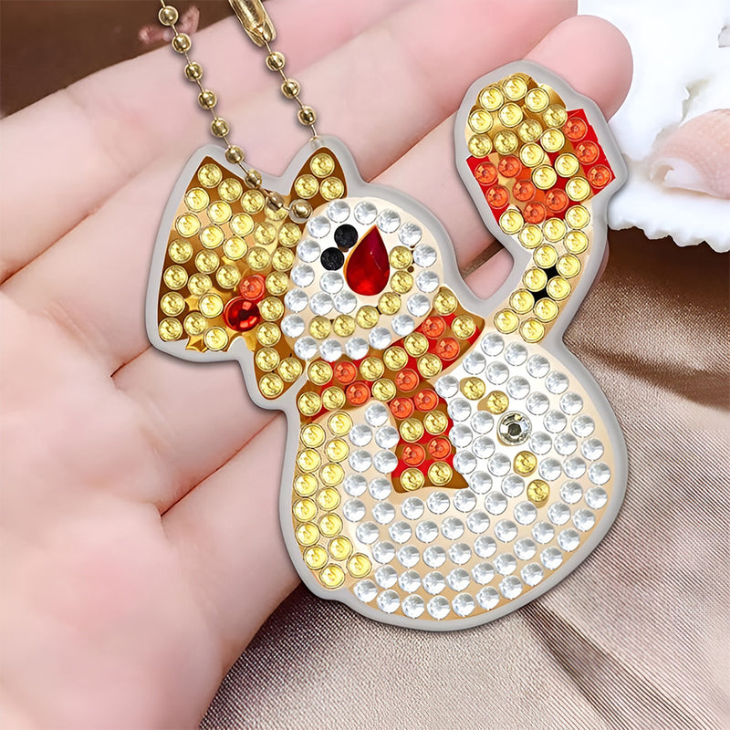 5Pcs Christmas Gifts Acrylic Double Side Keychain Diamond Painting