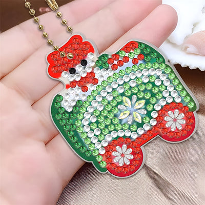 4Pcs Christmas Train Acrylic Double Side Keychain Diamond Painting