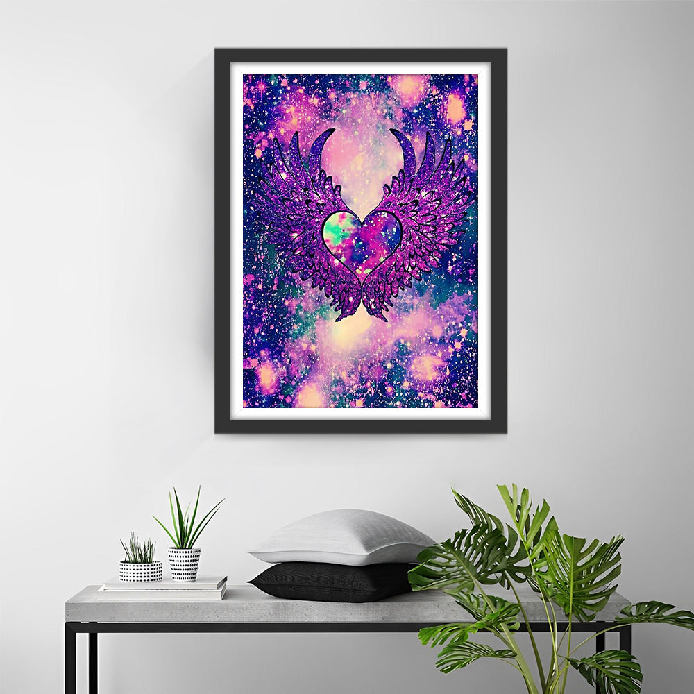 Purple Heart and Wings Diamond Painting