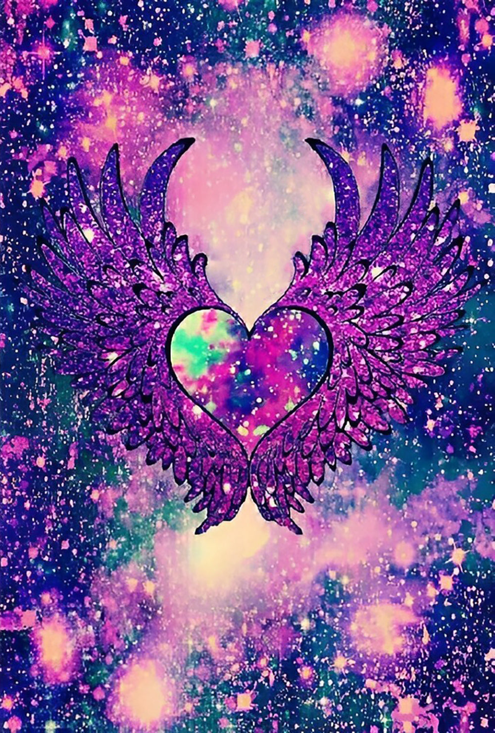 Purple Heart and Wings Diamond Painting