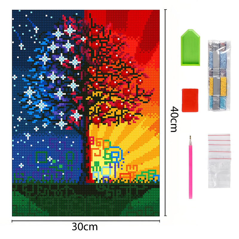 Stars and Sunshine Tree Luminous Crystal Rhinestone Diamond Painting