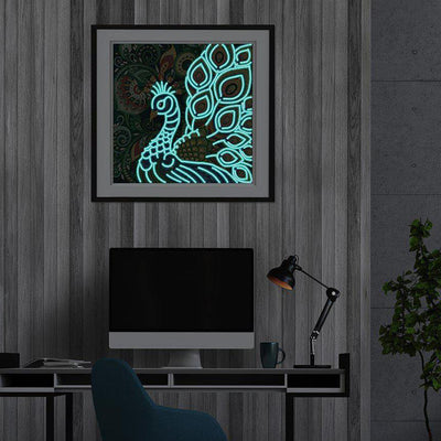 Green Peacock Luminous Special Shaped Diamond Painting