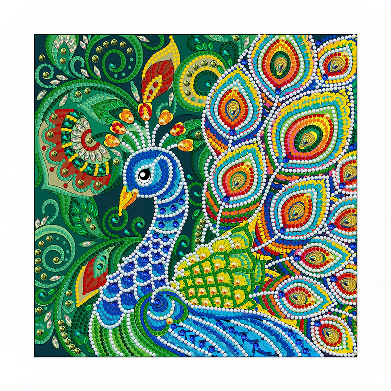 Green Peacock Luminous Special Shaped Diamond Painting