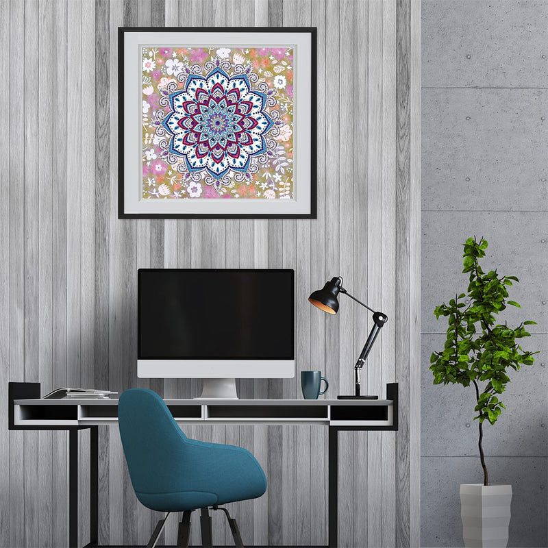 Red and Blue Lotus Mandala Luminous Special Shaped Diamond Painting