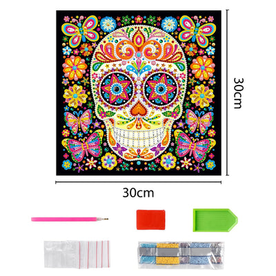 Skull and Butterfly Luminous Special Shaped Diamond Painting