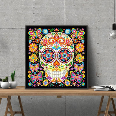 Skull and Butterfly Luminous Special Shaped Diamond Painting