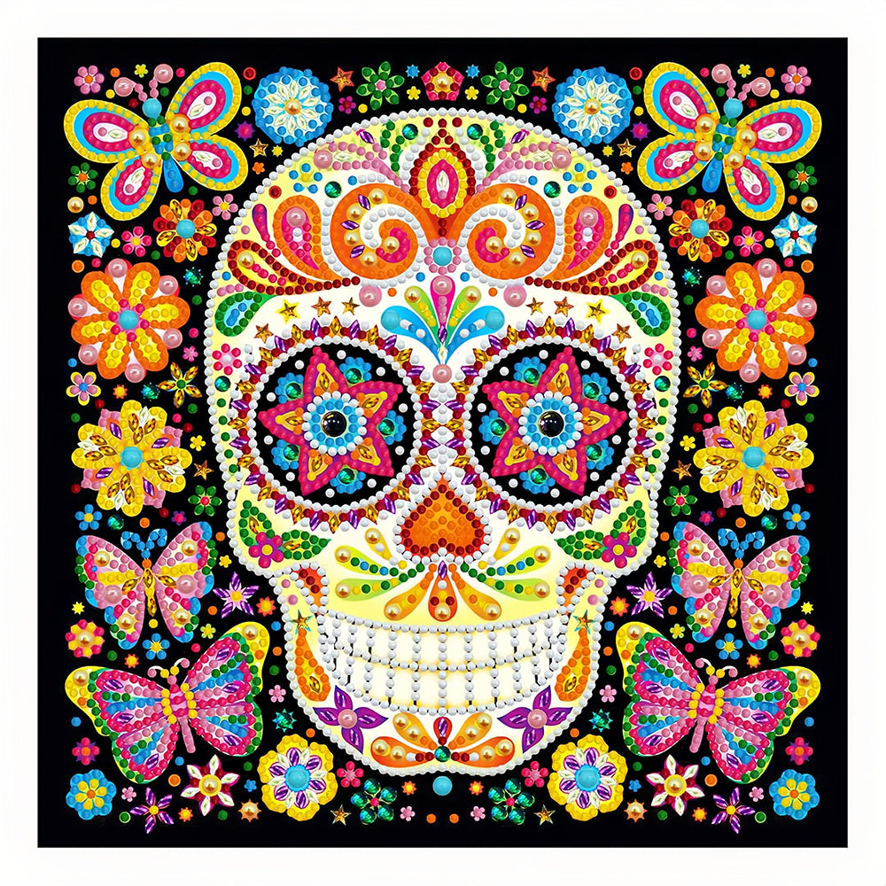 Skull and Butterfly Luminous Special Shaped Diamond Painting