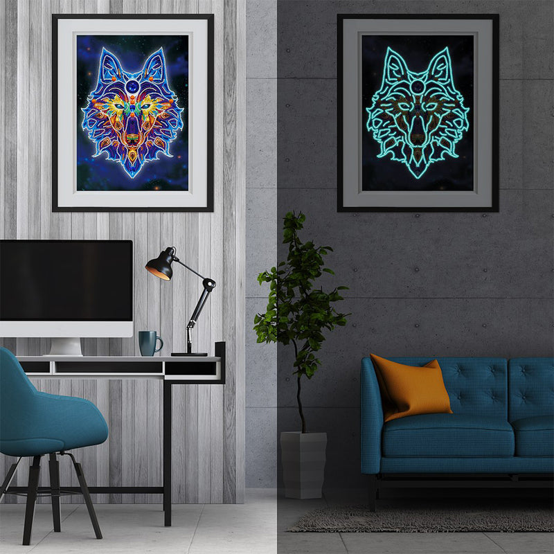 Wolf Head Luminous Special Shaped Diamond Painting