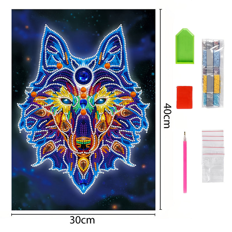 Wolf Head Luminous Special Shaped Diamond Painting