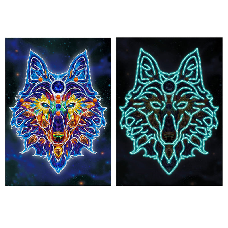 Wolf Head Luminous Special Shaped Diamond Painting