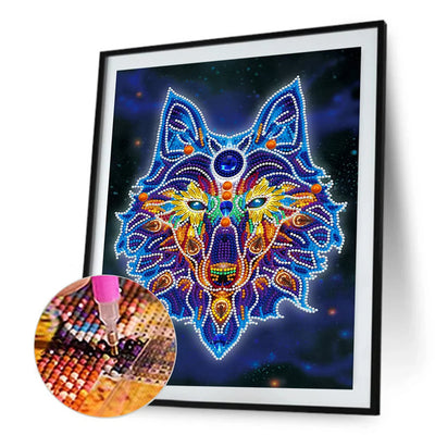 Wolf Head Luminous Special Shaped Diamond Painting