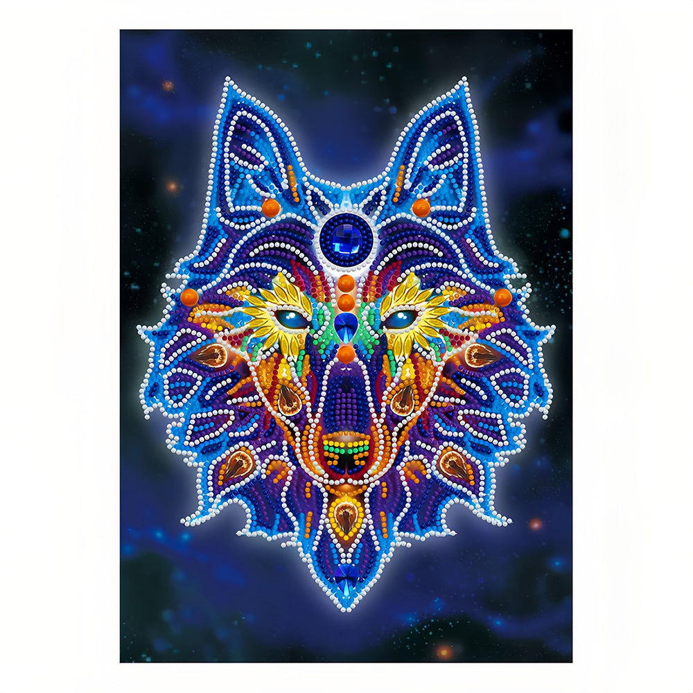 Wolf Head Luminous Special Shaped Diamond Painting