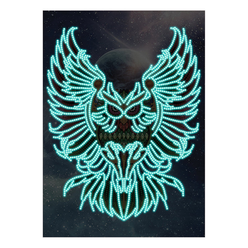 Ferocious Owl Luminous Special Shaped Diamond Painting