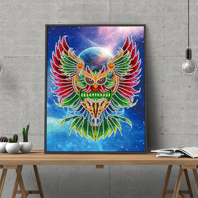 Ferocious Owl Luminous Special Shaped Diamond Painting