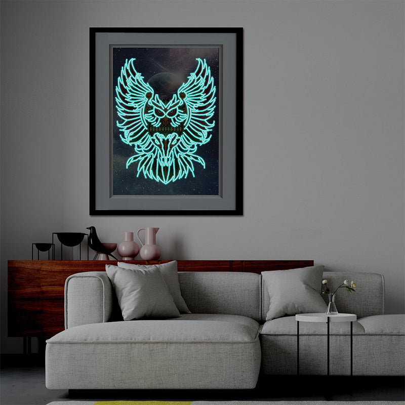 Ferocious Owl Luminous Special Shaped Diamond Painting