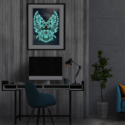 Ferocious Owl Luminous Special Shaped Diamond Painting