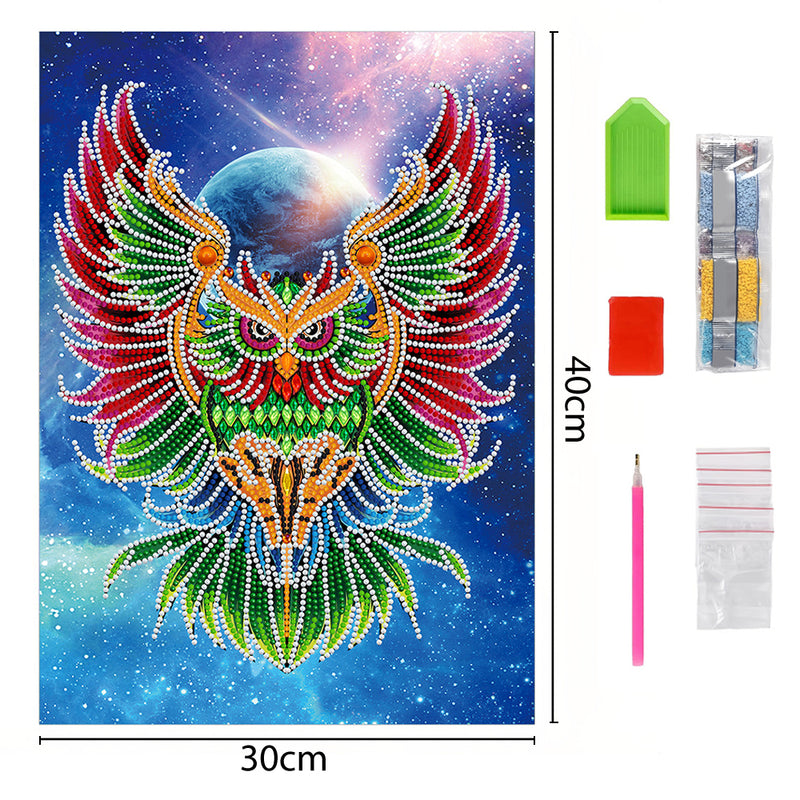 Ferocious Owl Luminous Special Shaped Diamond Painting