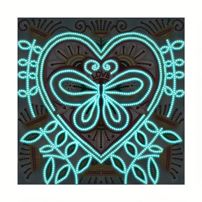 Butterfly in Heart Luminous Special Shaped Diamond Painting