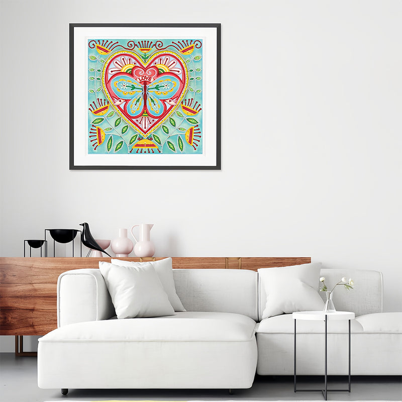 Butterfly in Heart Luminous Special Shaped Diamond Painting