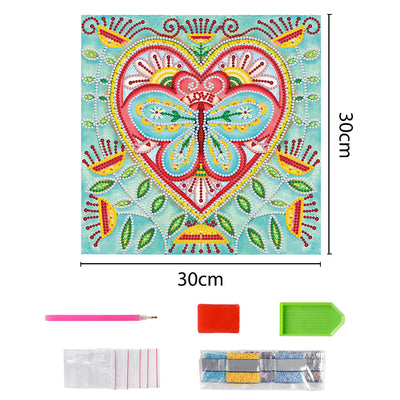 Butterfly in Heart Luminous Special Shaped Diamond Painting