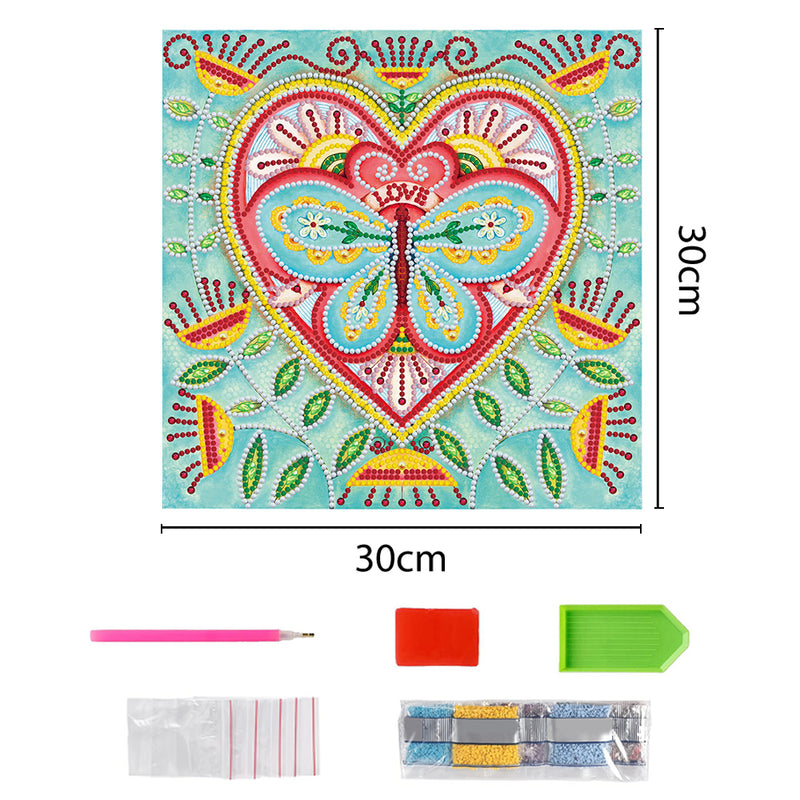 Butterfly in Heart Luminous Special Shaped Diamond Painting