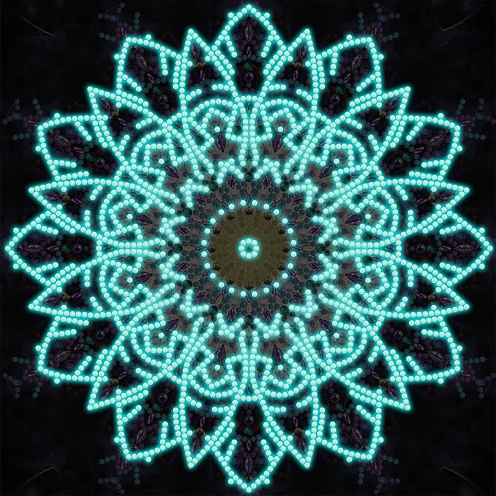 Purple Mandala Luminous Special Shaped Diamond Painting