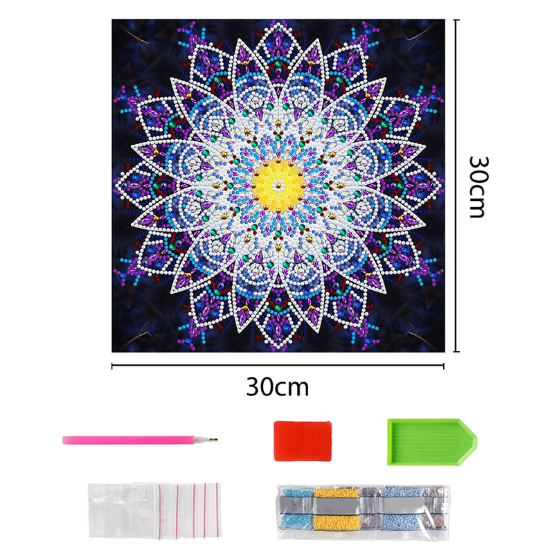 Purple Mandala Luminous Special Shaped Diamond Painting