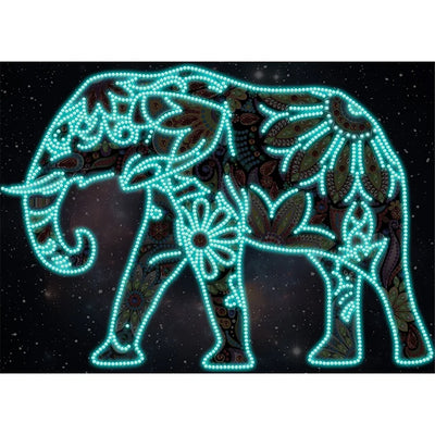 Flower Elephant Luminous Special Shaped Diamond Painting