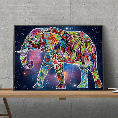 Flower Elephant Luminous Special Shaped Diamond Painting