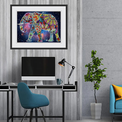 Flower Elephant Luminous Special Shaped Diamond Painting