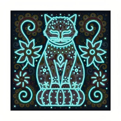 Flower Cat Luminous Special Shaped Diamond Painting