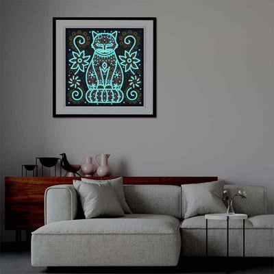 Flower Cat Luminous Special Shaped Diamond Painting