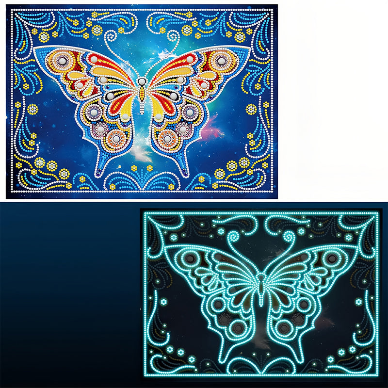 Orange Butterfly Luminous Special Shaped Diamond Painting