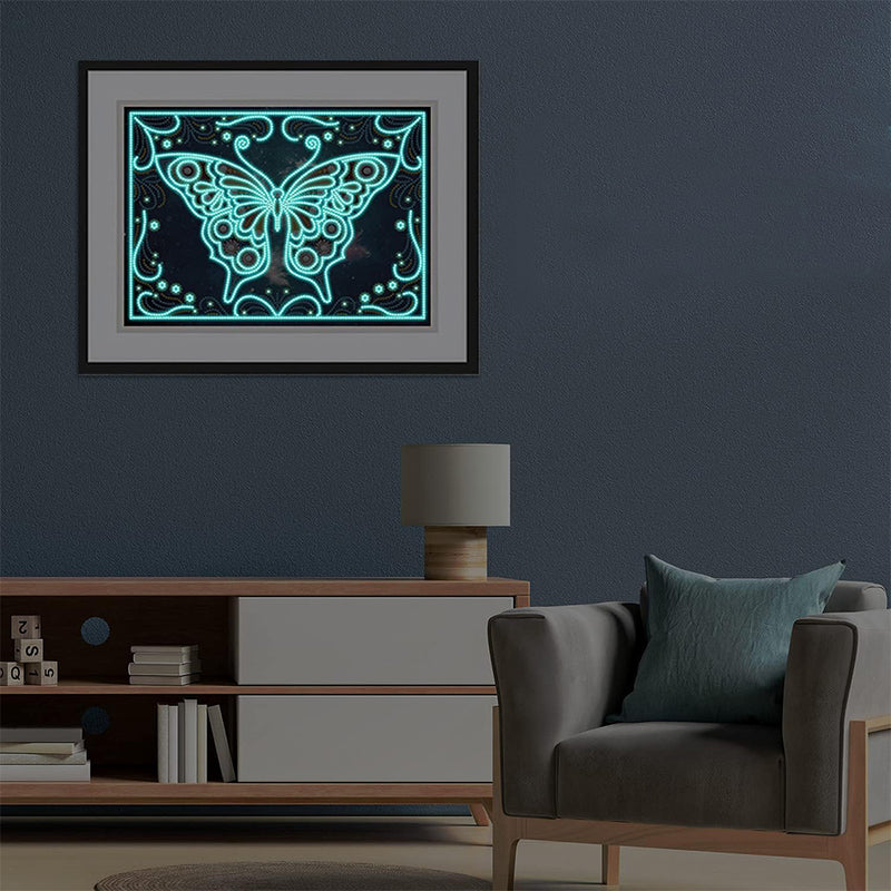 Orange Butterfly Luminous Special Shaped Diamond Painting