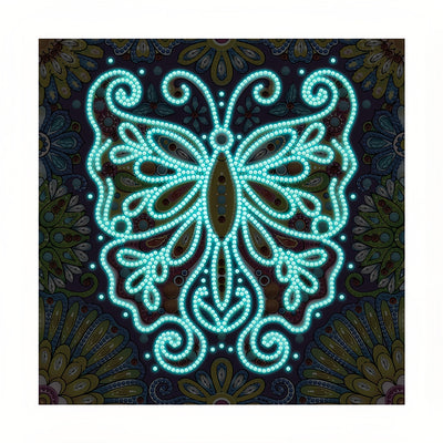 Flower Butterfly Luminous Special Shaped Diamond Painting