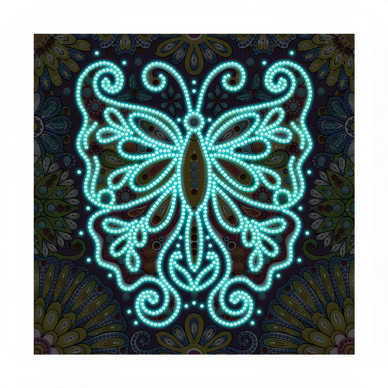 Flower Butterfly Luminous Special Shaped Diamond Painting