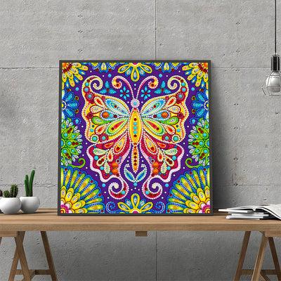 Flower Butterfly Luminous Special Shaped Diamond Painting