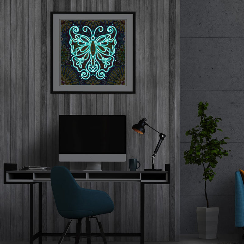 Flower Butterfly Luminous Special Shaped Diamond Painting