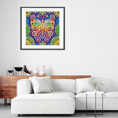 Flower Butterfly Luminous Special Shaped Diamond Painting