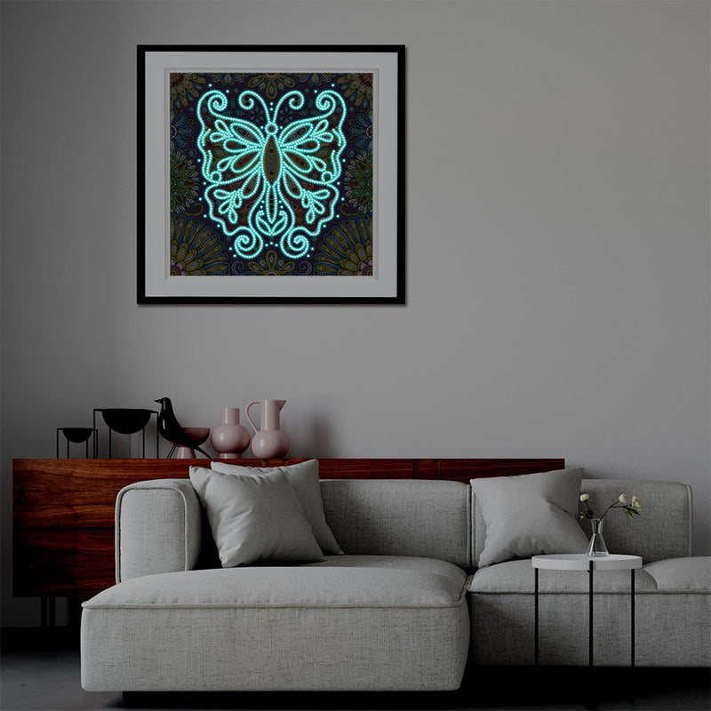 Flower Butterfly Luminous Special Shaped Diamond Painting