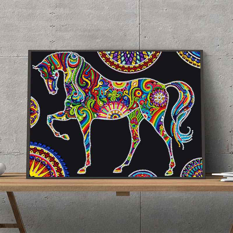 Flower Horse Luminous Special Shaped Diamond Painting