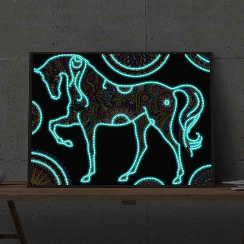 Flower Horse Luminous Special Shaped Diamond Painting