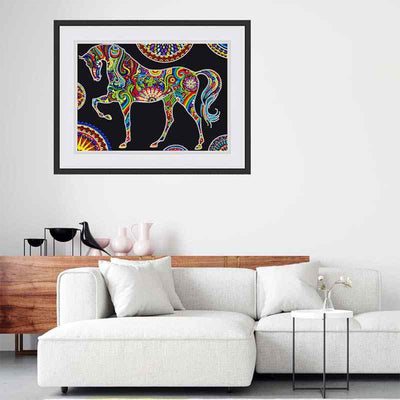 Flower Horse Luminous Special Shaped Diamond Painting