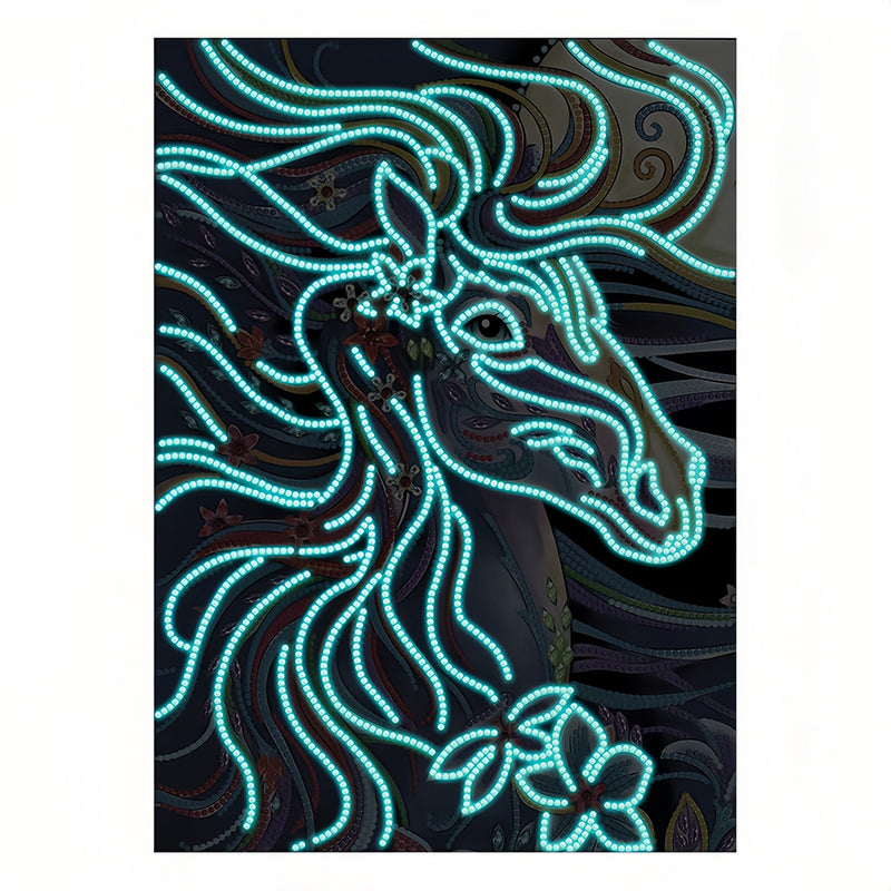 Horse Running with Evening Wind Luminous Special Shaped Diamond Painting